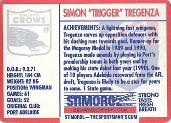 1991 Scanlens Stimorol #156 Simon Tregenza Back